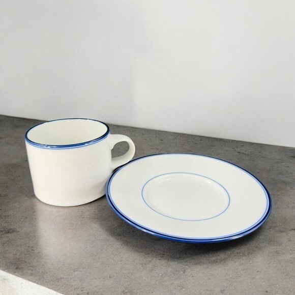 Dansk Concerto Allegro Blue Teacup And Saucer Set Mug Cup Portugal Ceramic White - Picture 2 of 16